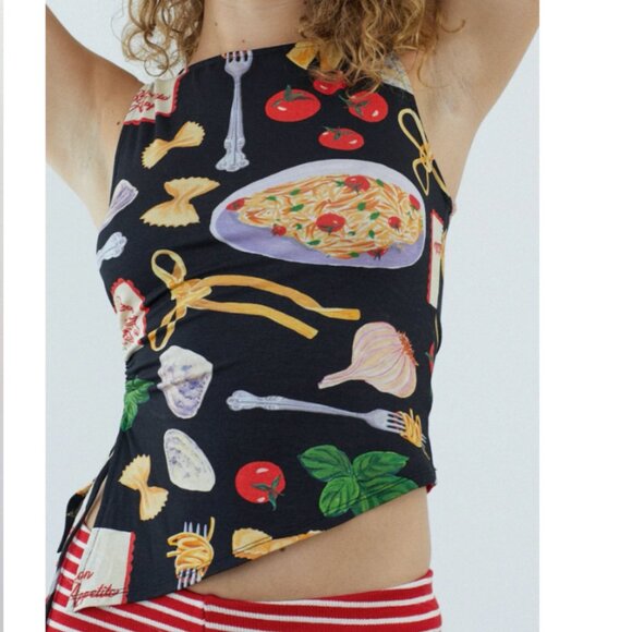 Lisa Says Gah Tops - NWOT LISA SAYS GAH Black Buon Appetito Erin Tank